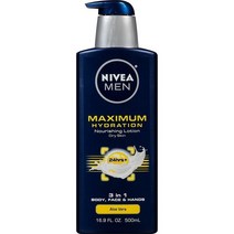Nivea 니베아 Men 맥시멈 하이드레이션 너리싱 로션 16.9 Fl oz 3 in 1 바디 얼굴 손용 323272, 500ml