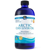 Nordic Naturals Arctic Cod Liver Oil 대구간유 오메가3 1060mg 비타민 A 액상 리퀴드 16온스 오렌지맛, 1개, 16온스(473mL)