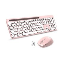 LeadsaiL 무선 키보드 및 마우스 무선 마우스 및 키보드 콤보 무선 USB 컴퓨터 키보드 및 마우스 세트 Windows 노트북/Apple/iMac/데스크탑/PC-핑크용 인체, Full-sized-Pink, Full-sized-Pink, Full-sized-Pink