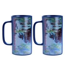 클라보 아트 롱 머그컵 500ml, 모네수련 네이비, 1개