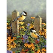 올레보 액자 캔버스형보석십자수 Diy세트 라운드 비즈 핫 제품 새 30 X 40 cm, 1세트, G1356.올레보 새와 꽃