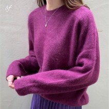 ct 커렐 라쿤 메리노울 라운드 니트 / 가을 겨울 베이직 퍼플 브라운 베이지 네이비 그린