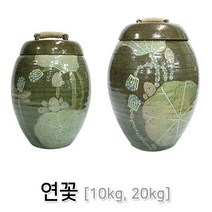 10kg 20kg 쌀 잡곡 보관 쌀항아리 쌀독 황토쌀항아리 이조전통옹기 녹색연꽃 인테리어항아리