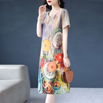 빅사이즈 여름옷 어머니날 엄마원피스 50대 중노년층 여성 면린넨 할머니룩 4808285404