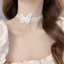 여성 데일리 파티 축제 공연 우정 나비 레이스 초커 목걸이 A870