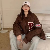 퀼팅 야구점퍼 패딩 여 디자인 감각 빅사이즈 ins 항풍 커플 코트