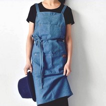 미공간 튼튼한 청 공방 꽃집 바리스타 카페 주방 앞치마 (3컬러), 블루, 1개