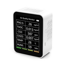 일산화탄소 경보기 탐지기 대기 오염 감지기 6 In 1 PM2.5 PM10 HCHO TVOC CO 미터 이산화탄소 포름 알데히, 05 White No WIFI