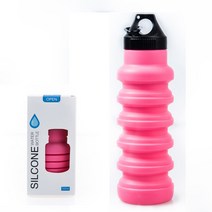 ANYOU 실리콘물병 여행용 물컵 아웃도어 스포츠 접이식 550ml, 플라스틱 컵 뚜껑, 핑크색