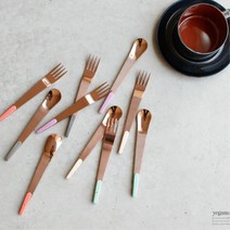 소꾸장터 핑크 로즈골드 티스푼선물 소녀감성 포크 티스푼티포크 신혼여행선물, 티포크(크림), 1개