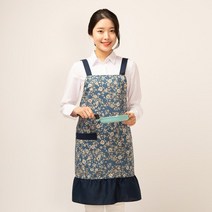 이솔홈 뉴장미 면 앞치마, 1개, 블루