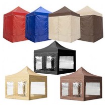 WINAIR 4COLORS 캐노피 방수 천막 풀세트 지붕+프레임+투명바람막이4면세트, 2mx2m_블루(지붕+프레임+투명바람막이4면세트)