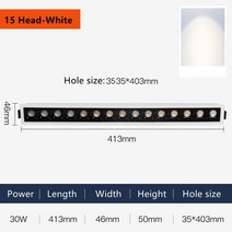 그릴 조명 다운라이트 Frameless 실내 Downlight AC110240 선형 바 램프 알루미늄 천장 긴 스트립 복도 침실 장식 92Ra, Warm White-3000K, 10 30W - White Body