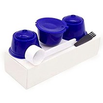 커피 머신 호환 부품 3 pcs 재사용 가능한 캡슐 필터 컵 dolce gusto 리필 가능 캡 스푼 브러시 필터 바구니 포드 부드러운 맛 달콤한, 3pcs 블루