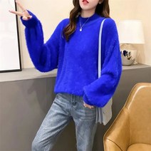 Lucyever 2022 새로운 봄 따뜻한 여성 스웨터와 풀오버 터틀넥 랜턴 슬리브 니트 스웨터 기본 솔리드 슬림