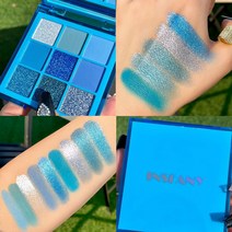 Pealy 아이섀도우 팔레트 9색 아이섀도 청색 불루 보라색 3색