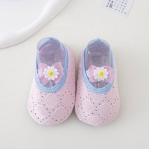 안전한 보행기 여아용 첫 워커 신발 0-6 개월 미끄럼 방지 양말 부츠 꽃 메쉬 유아용 귀여운 아기 여름, [03] inner length 13.5cm, [01] Purple