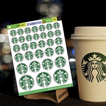 스타벅스 STARBUCKS 로고 스티커 인테리어 소품 차량용 커피전문점 스티커, 2번(일반-그린), 1개