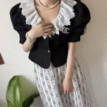 하객룩 투피스 프릴 여성 봄 가을 블랙 화이트