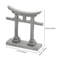 정원조형물 소품 조명 led 석재 도리 게이트 수족관 미니어처 일본 정원 장식 신사, 회색, 6.9x6.8x1.8cm