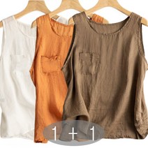 tagi 1+1 여성 오버핏 나시 린넨조끼 여름조끼베스트 블라우스