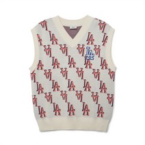 MLB 클래식 모노그램 전판패턴 오버핏 베스트 LA Cream 191113