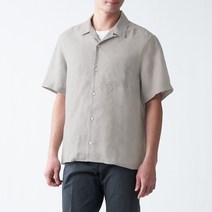무인양품 MUJI 남성 프렌치 리넨 오픈 칼라 반소매 셔츠 ACC32A1S