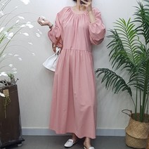 제이후 무지 셔링 코튼 박스 편한 A라인 맥시 플레어 임산부 빅사이즈 롱 원피스