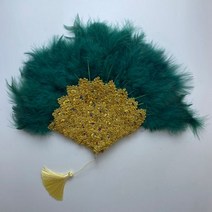 큰 사이즈 디자인 아프리카 오렌지 깃털 팬 여성용 웨딩 신부 양면 나이지리아 꽃 핸드팬 너슬 부채, 35cmx45cm, double side 3