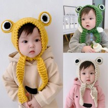 귀여운 뜨개 니트 개구리귀도리 유아귀도리 귀마개 한파귀마개 털귀마개