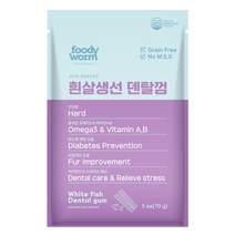 [푸디웜] 저알러지 기능성 애견간식, 1개, 흰살생선덴탈껌