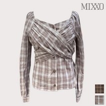 미쏘 가슴 포인트 체크 블라우스 MIWBL9932S