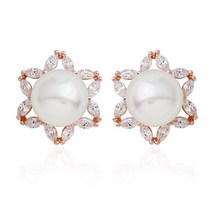 오노마 오노마 ONM 14K 로즈골드 골드핀 귀걸이 큐빅 진주 일자침 귀걸이 (9592453)