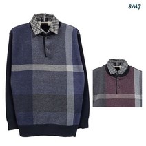 에스엠진 SMJ1430 이중카라 집업 티셔츠 중년 남성 기모 티셔츠