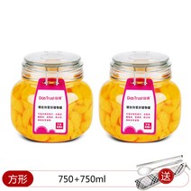 유리 밀폐 용기 허니 레몬 잼 절임병 항아리 저장통 효소통, 네모750+750(식기배송)ml