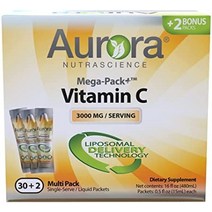Aurora Nutrascience 오로라 뉴트라사이언스 메가리포조말 비타민 c 3000mg 1통 480ml, 0.5fl oz(32개들이 한 팩)