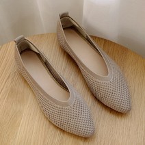 2023 얕은 스트레치 패브릭 발레 플랫 슬립온 메쉬 로퍼 니트 보트 신발 여성 통기성 워킹화, 04 Khaki B_02 6