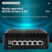 미니PC 팬리스 미니 Pc 셀러론 N5105 프로세서 6xIntel i225-V B3 LAN Pfsense Opnsense VPN 방화벽 기기 4USB 1COM, [03] No System, [04] EU, [08] 32GB DDR4 1TB NVMe