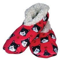 블랙 앤 화이트 고양이 슈퍼 소프트 슬리퍼 E&S Pets 아늑한 집 미끄럼 방지 바닥 대부분에게 맞는 원 사이즈 셰르파 남성 여성용 반려동물 애호가 흑백 One Size Fits