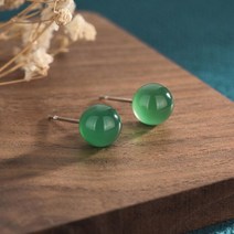 옥귀걸이 천연 빈티지 팬던트 클래식 심플 여성 쥬얼리 스터드 귀걸이 그린 옥 비즈 실버 바늘 푸시 백 저자 극성 프로모션