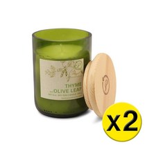 2팩 Paddywax 패디왁스 - Eco Green Glass 100% Soy Wax Candle Thyme & Olive Leaf - 에코 그린 글라스 100% 소이 왁스 캔들