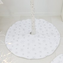 [꾸민뜰] 화이트 자작나무 LED 크리스마스 트리 인테리어 조명 소품, 추가옵션, 실버 눈송이 러그 90cm