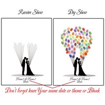 스크랩북 소박한 양장본 위한 용품 게스트 사용자 정의 이름 날짜 귀여운 만화 캐릭터 결혼식 지문 서명 책 그림 프레임 없음 잉크 패드 포함, [04] 50x70cm No Frame, [33] HK110