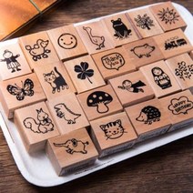 동물 도장 스탬프 귀여운 고양이 다꾸 어린이집 세트 일본 코도모노카오 전원풍 우드, 01 0812001 서 있는 토끼