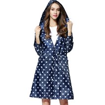 RC01B 여성 데일리 땡땡이 레인코트 우의 비옷 3종 파우치증정, 네이비