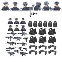 레고호환 부품 블럭 블록 피규어 특수 부대 빌딩 현대 군사 군인 무기 액세서리 배낭 조끼 벨트 벽돌 소년 장난감 세트, t002