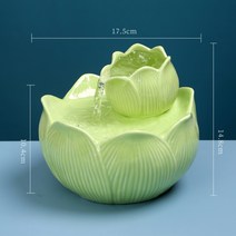 도자기 실내 미니 분수 인공 폭포 분수대, USB 인터페이스 모델, 연꽃 - 녹색