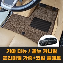 [기아] 더뉴/올뉴 카니발 (3세대) 차량용품 프리미엄 가죽 + 코일 바닥 풀커버 매트 세트, 올뉴/더뉴카니발 (11인승)_소화기(무), 새들브라운, 체크(디자인1)