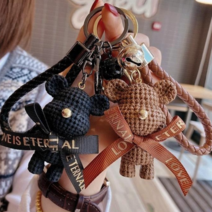 엔디와이 곰돌이 자동차 키링 2개, 블랙+브라운