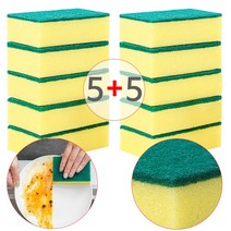 [5+5] (스폰지 수세미 A타입 - 사각 5개+5개=10개묶음 ) 수세미 10p 청수세미 스펀지 청소 주방 세척 설거지 기름때 찌든때 수세미